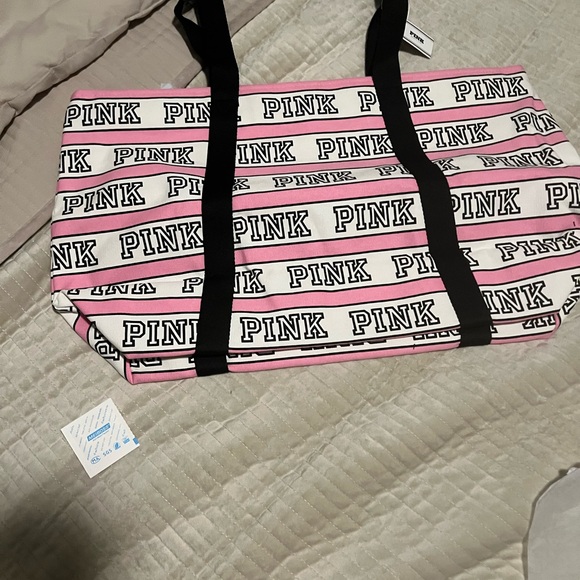 PINK Victoria's Secret Women's Pink and Black Tote Bag NWT - Picture 3 of 11
